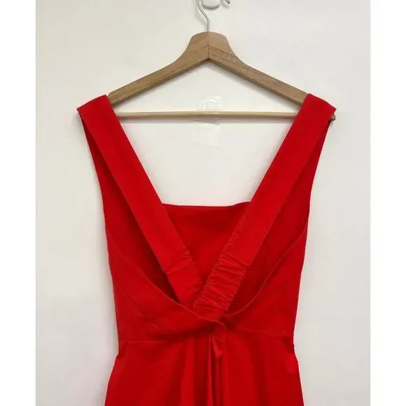 STAUD Teresa Square Neck Cross-Back Fit & Flare Midi Dress Stretch Cotton US10 - Picture 5 of 13